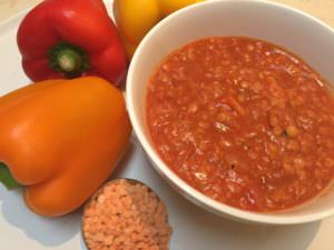 Spicy High Fibre Red Lentil and Tomato Soup