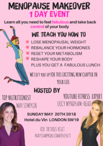 Nutrition & Fitness for the Ultimate Menopause Makeover Event Sunday 20th May 2018