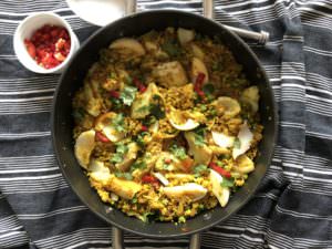 Healthy Low Carb Kedgeree with Cauliflower Rice and Quinoa