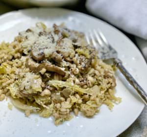 Vegan Mushroom & Savoy Cabbage Pearl Barley Risotto