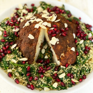 Whole Roasted Cauliflower with Quinoa and Spinach; May Simpkin